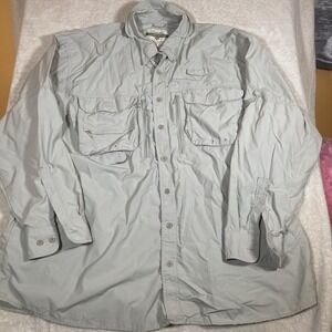 Cabela's Guidewear Long Sleeve Fishing Shirt Men 3XLT UPF 40 Gray Vented GXII